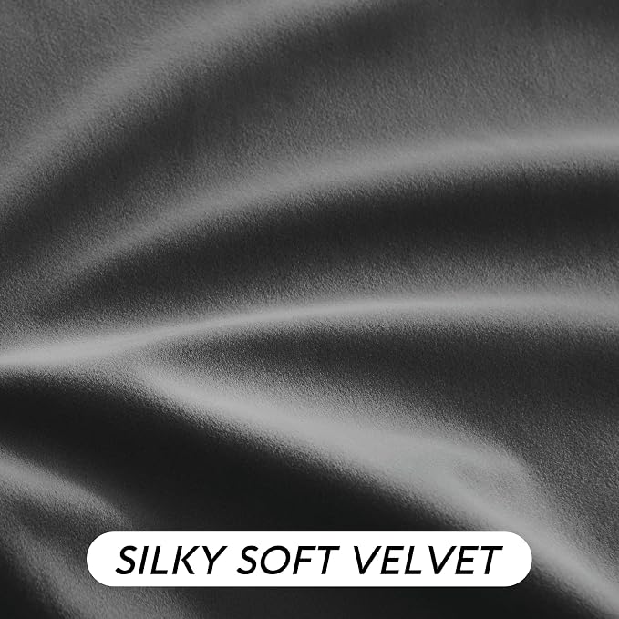 RYB HOME Grey Velvet Blackout Curtains 90 inches - Image 5