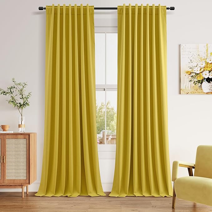100% Blackout Curtains 96 Inch Length 2 Panels Set by Guken