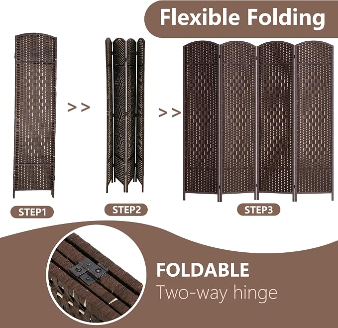 FDW Room Divider 6FT Wooden Screen Folding Privacy Screens Portable Wall - Image 6