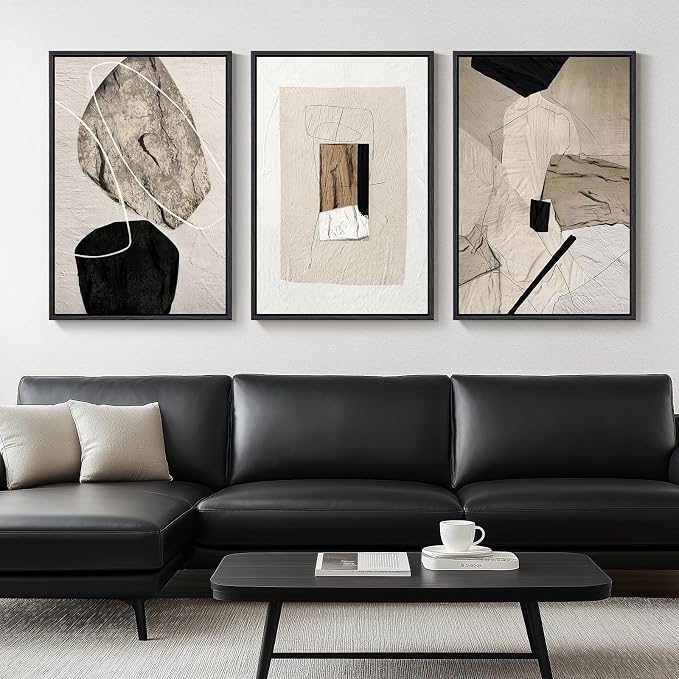 Large Framed Neutral Abstract Wall Art - Image 4
