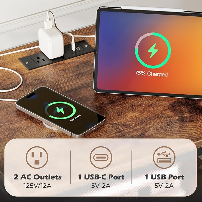 SUPERJARE Nightstand with Charging Station, USB-C Port, Bedside Table | 27.7 - Image 5