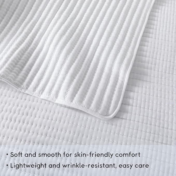 WDCOZY King Size Pick Stitch Quilt Set, 3 Pieces 104x90 inches, Channel - Image 7