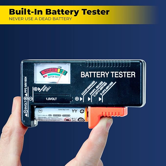 Ontel Battery Organizer with Tester | Stores 180 Batteries | Clear Locking Lid | As Seen On TV | Pack of 2