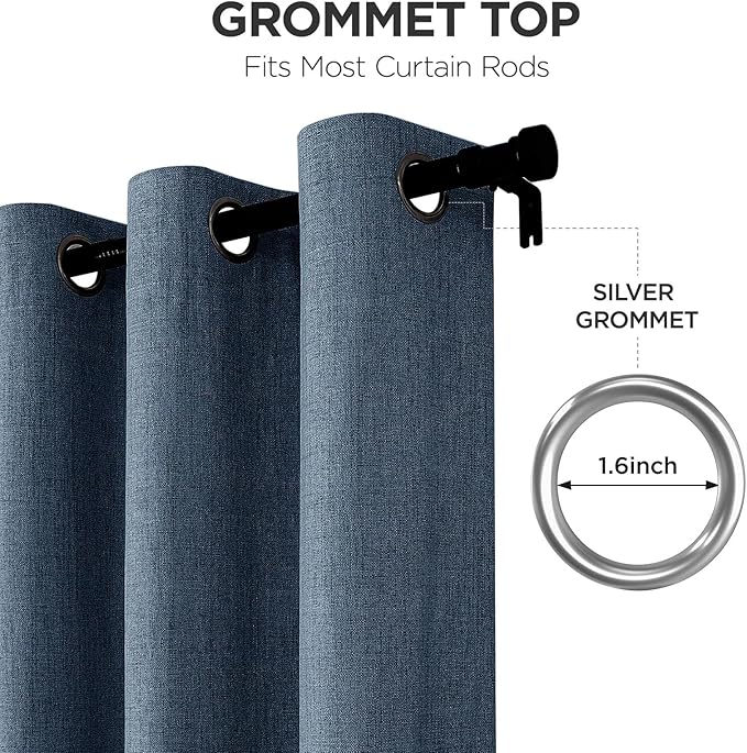 Joydeco Blackout Curtains 72 Inches Long 2 Panels Burg, Room Darkening Curtains for Bedroom, 100% Black Out Textured Thermal Drapes Privacy Protection 2 Panels Set(W52 x L72 Inch, Navy Blue)