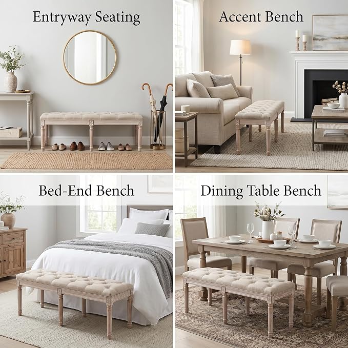 chairus Fabric Upholstered Dining Bench - Image 5