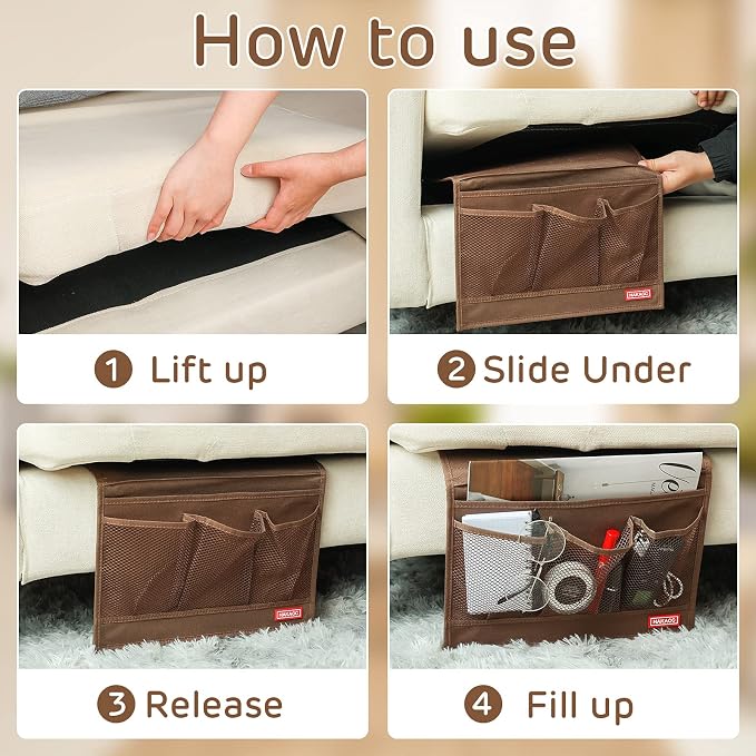 HAKACC Bedside Storage Organizer, Remote Control Holder, Bed Pockets | Bedside - Image 3
