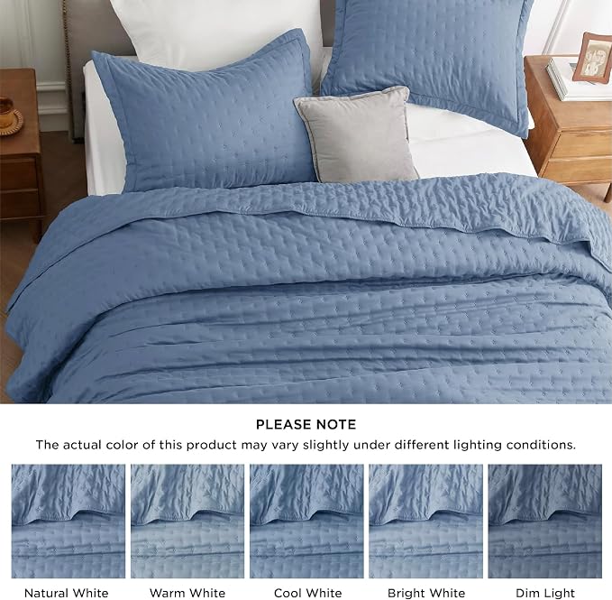 Bedsure Quilts Queen Size Bedspread, Thin Comforter, Mineral Blue Coverlet | - Image 9