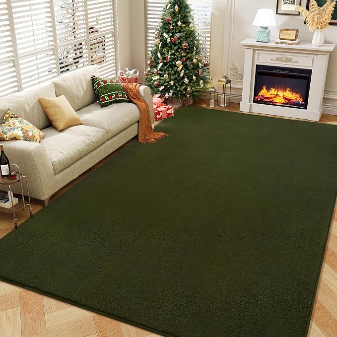 8x10 Area Rugs for Bedroom Living Room, Olive Green Memory Foam Rug | Thickened - Image 7