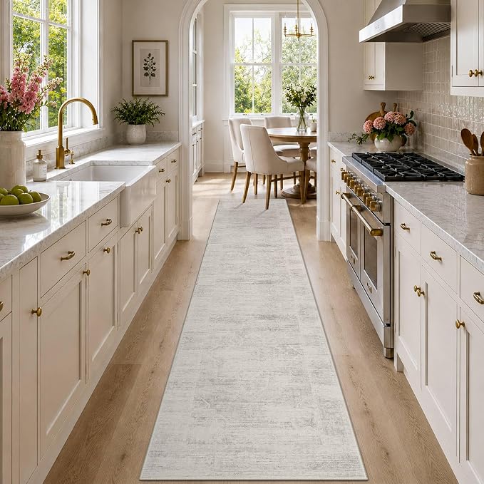 Latte&Fog Hallway Runner Rug 2x10 Non Slip Washable Ivory Rugs - Image 3