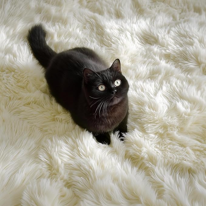 White Fluffy Shag Washable Area Rugs - Image 6