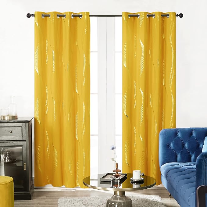 Deconovo Curtains for Living Room, Pattern Blackout Curtains 54 Inches Long | - Image 2