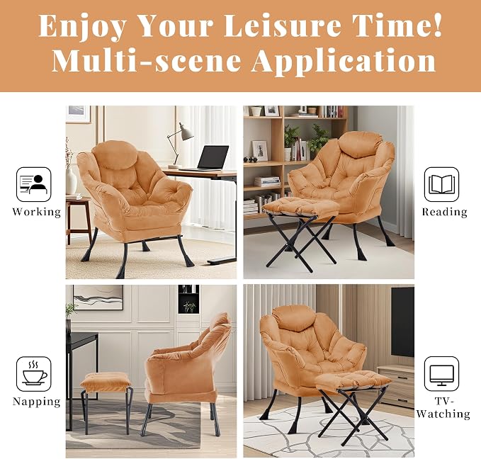 Lazy Chair with Ottoman, Comfy Reading Chair, Lounge Chair - Image 7
