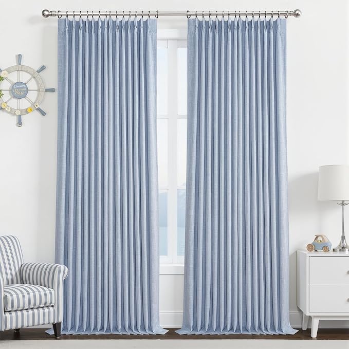 Blackout 108 Inch High Ceiling Curtains 2 Panels Set by PleatedDrapes