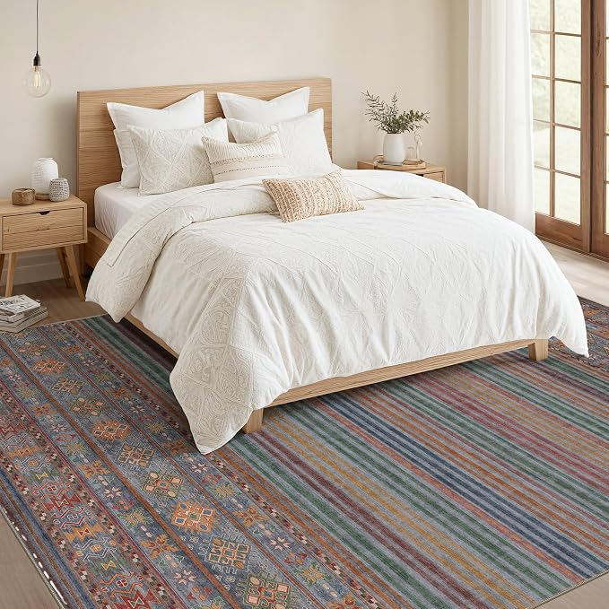 Nakagishi Boho 5x7 Area Rug Living Room Rugs Machine Washable Multi Color | Soft - Image 5