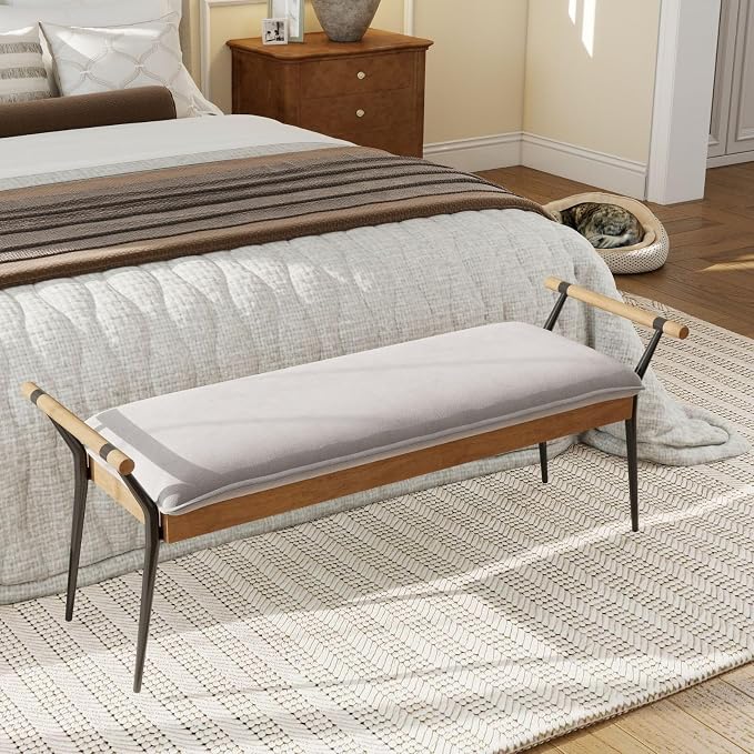 LukeAlon Modern Chenille Ottoman Bench - Image 6