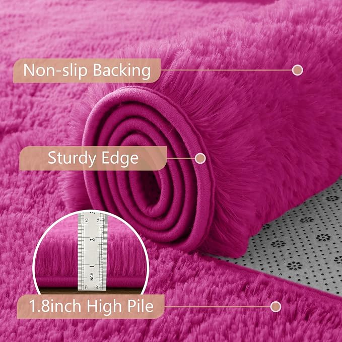 10x14 Extra Large Hot Pink Fluffy Soft Area Rug Non-Slip - Image 6