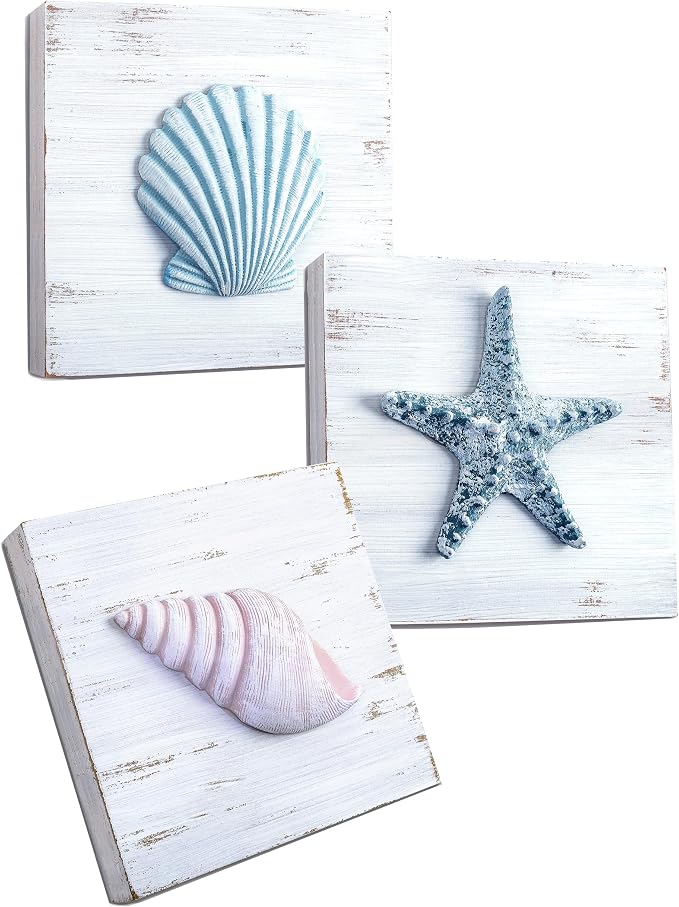 Tide and Tales 3D Beach Wall Art, Coastal Bathroom Wall Decor, Textured 3D by TideandTales