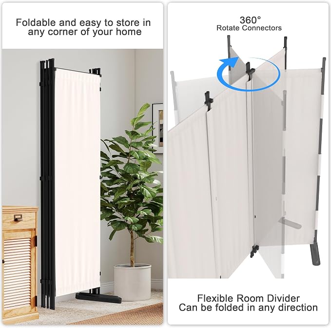 6 Panel Room Divider, 6ft Folding Screen Portable Wall Partition Room Divider - Image 3