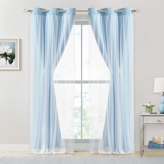 Bujasso Sky Blue 80% Blackout Curtains - Image 8