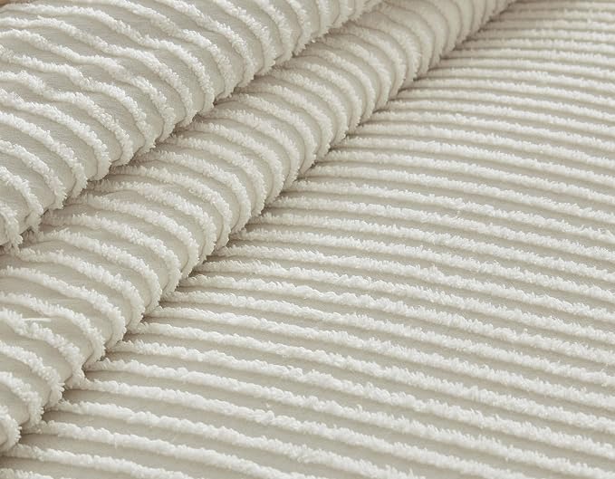 Beatrice Home Fashions Queen Channel Chenille Bedspread, Ivory | Soft, - Image 5