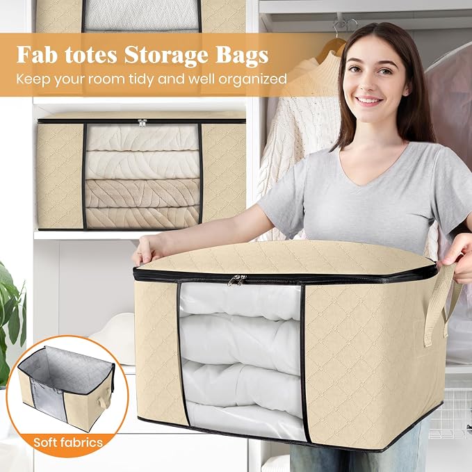 6 Pack Storage Bags for Clothes Blanket Storage Bins - Image 5