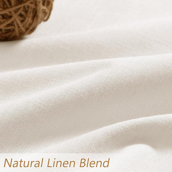 Ivory 100% Blackout Linen Curtains 63 Inch Length 2 Panels Set - Image 3