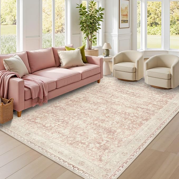 Latte&Fog Washable Area Rugs for Living Room 5x7 Pink Rug for Girls Bedroom | by LatteFog