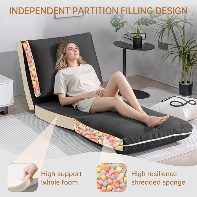 Cvortll 4-in-1 Folding Sofa Bed, Memory Foam Bean Bag Chair, Large Convertible - Image 8