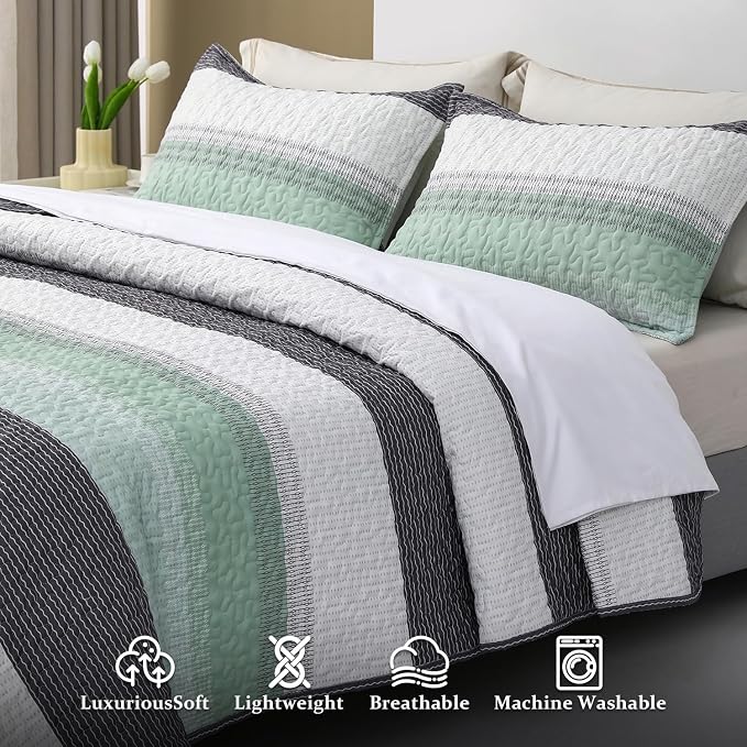 DURLENGEN Quilt Set California King Size 3Pcs, Soft Microfiber Lightweight - Image 3