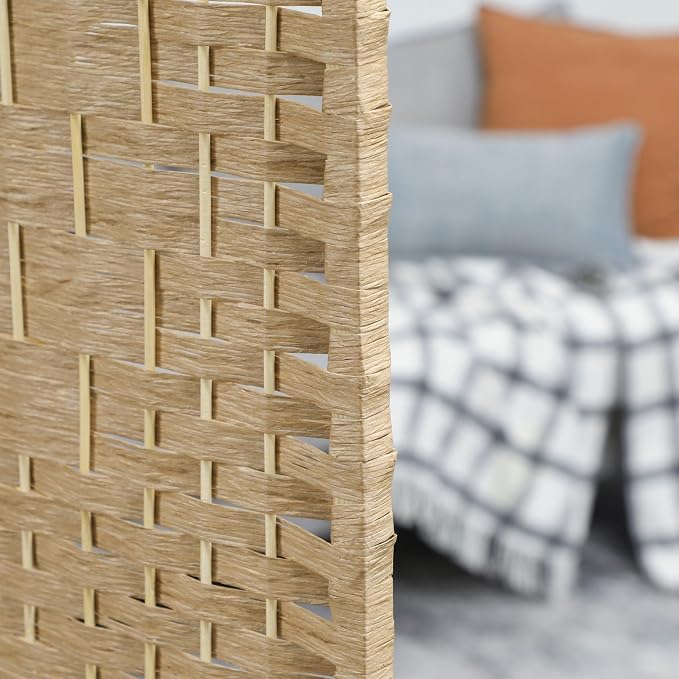 HOMCOM 8 Panel Room Divider, Folding Privacy Screen, Natural | Room Separator - Image 9