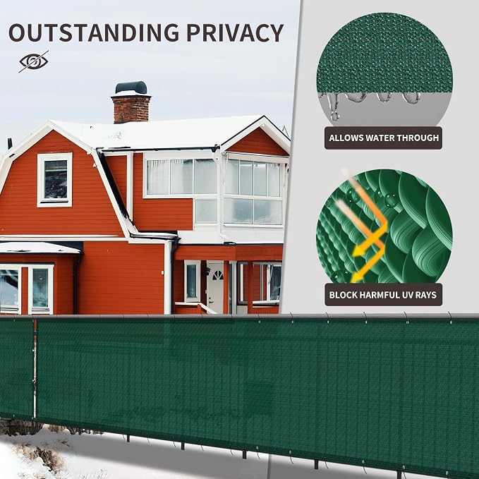 LOVE STORY Custom Size 3' x 10' Balcony Privacy Screen Cover, Dark Green | HDPE - Image 4