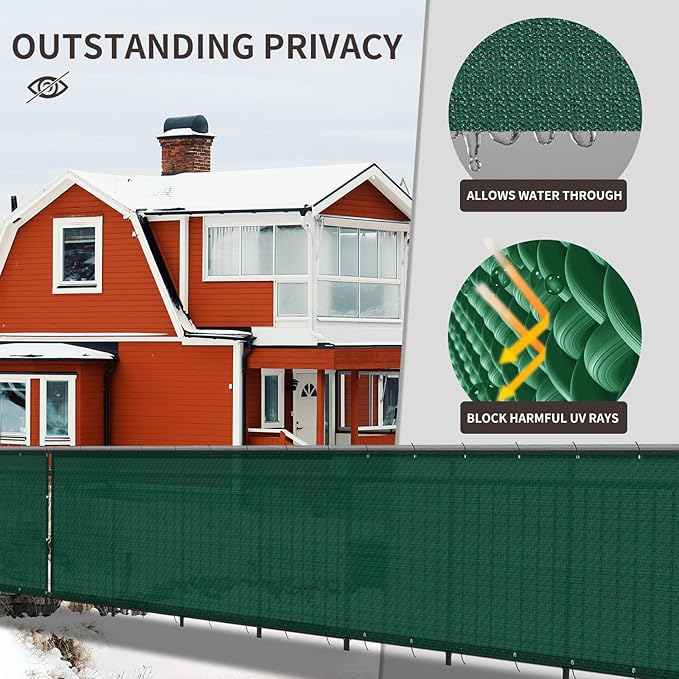 LOVE STORY Custom Size 3' x 25' Balcony Privacy Screen Cover, Dark Green | HDPE - Image 4
