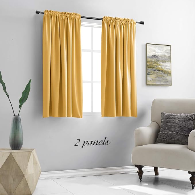 Dark Yellow Blackout Curtains for Kitchen - Image 2