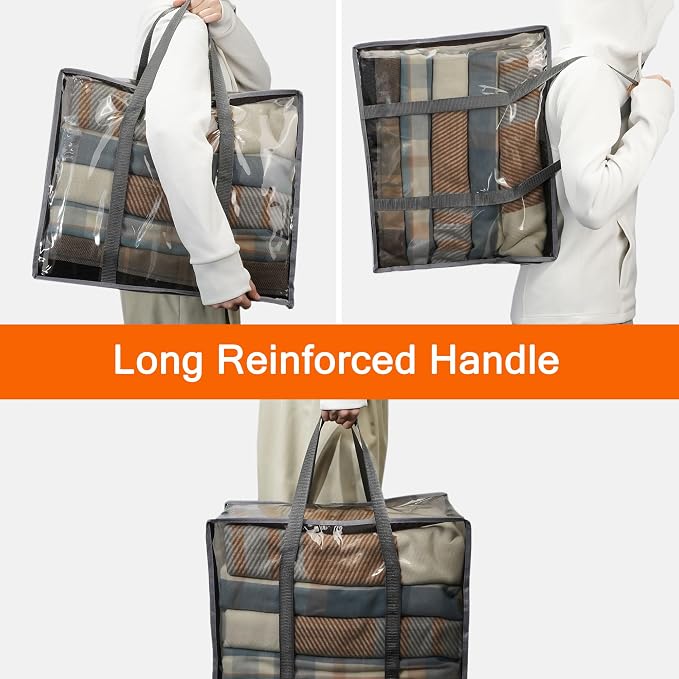 Grey 40L Clear Clothes Storage Bag - Image 4