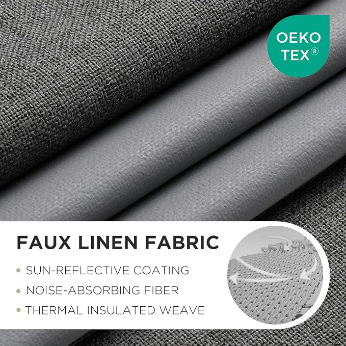 Joydeco Grey Blackout Curtains 120 Inches Long, Extra Long Curtains 120 Inch - Image 2