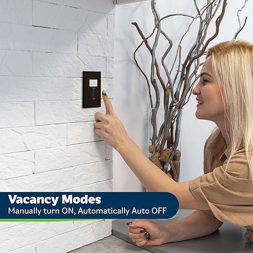TOPGREENER Motion Sensor Light Switch Dimmer, Electronic Dimmer with PIR Motion Sensor, Occupancy & Vacancy Modes, 150W LED/CFL, Single-Pole, UL Listed, TDODS5-120-BR, Brown