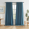 Back Tab Pleated Full Blackout Curtains 102 Inches Long, Linen Textured Tall by KEQIAOSUOCAI