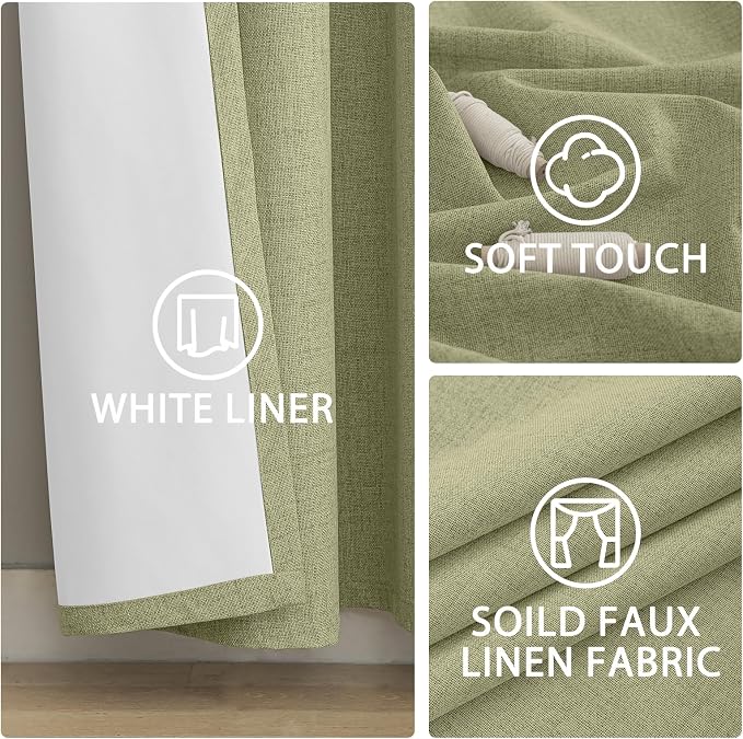 Yakamok Sage Linen Textured Curtains 63 Inches Long - Image 6