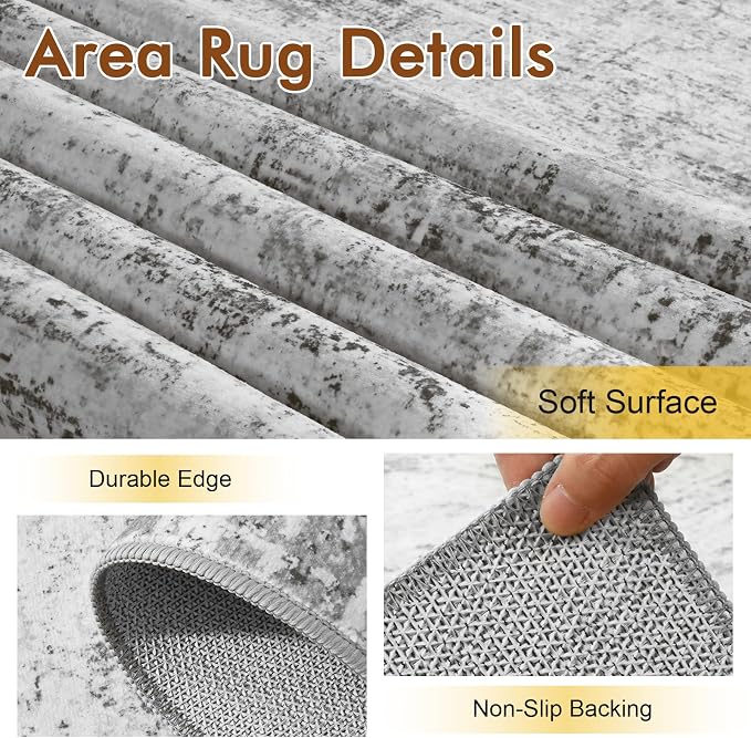 4x6 Ft Area Rugs for Living Room, Soft Non-Slip Washable Rugs Modern Abstract - Image 6