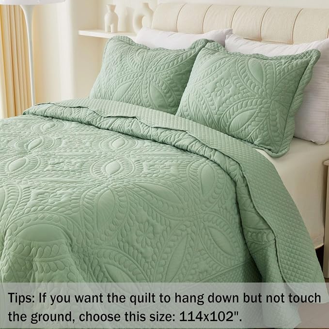 Oversized King Bedspread 114"x102", 3 Pieces California King Quilt Set - Image 2