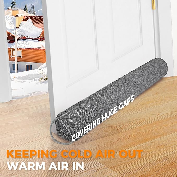 TORRAMI Under Door Draft Stoppers 30 Inch, Heavy Triangle Stop Draft Block Cold Air/Wind/Breeze Noise Blocker Door Sweeps Weather Stripping Bottom Seal Dark Gray