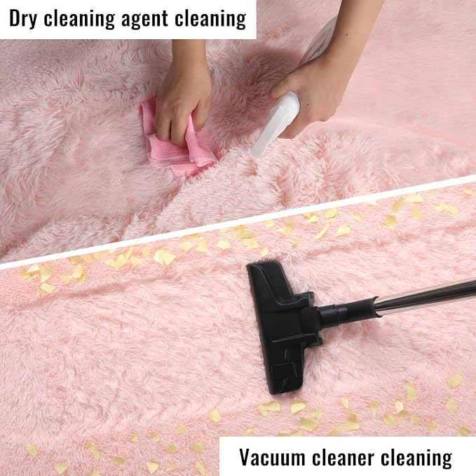 Pink Fluffy Shag Machine Washable Area Rugs - Image 8