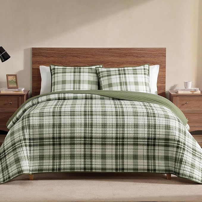 Twin Quilt-Lightweight Bedspread Plaid Quilt Twin Size Quilt Bedding Set | - Image 2
