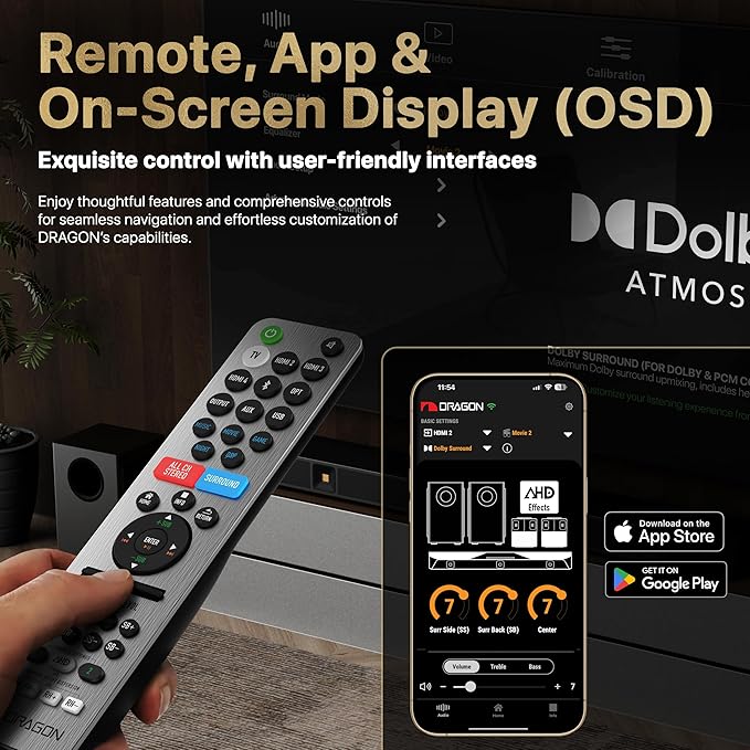 Nakamichi Dragon Home Surround Sound System with Quad 12" Subwoofers, Dolby Atmos and DTS:X Pro. Soundbar Meets AV Receiver