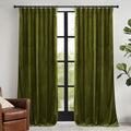 RYB HOME Moss Green Velvet Curtains 72 inches by RYBHOME