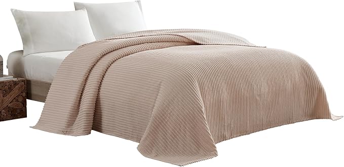 Beatrice Home Fashions Twin Channel Chenille Bedspread, Blush | Soft, by BeatriceHomeFashions