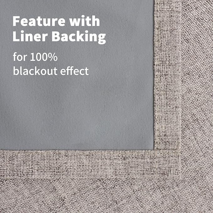 YoungsTex Burlap Tan Linen Blackout Curtains 63 Inches Length - Image 7