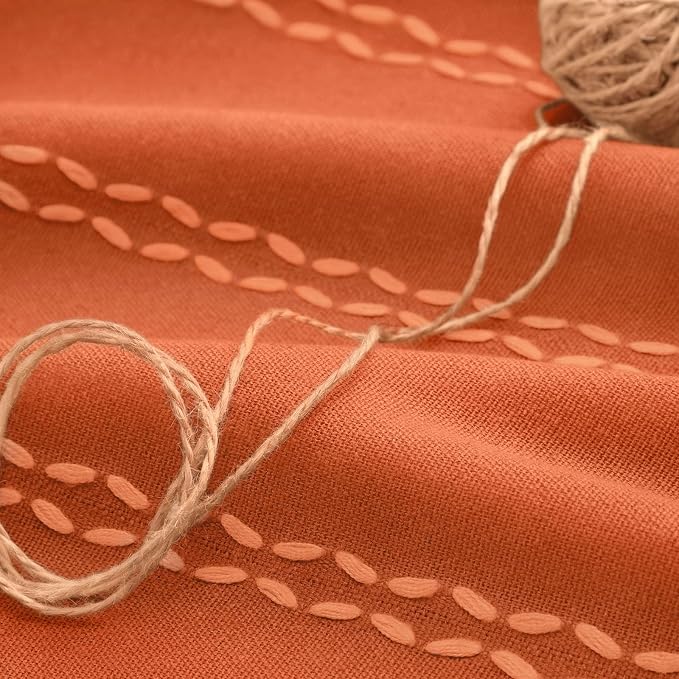 Burnt Orange 100% Boho Blackout Curtains 84 Inch 2 Panels | Vintage Farmhouse - Image 4