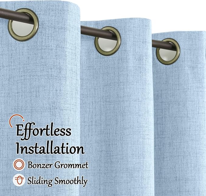 Short Blue Blackout Curtains 40 Inch Long Each 38 Wide 2 Panels | Thermal - Image 5