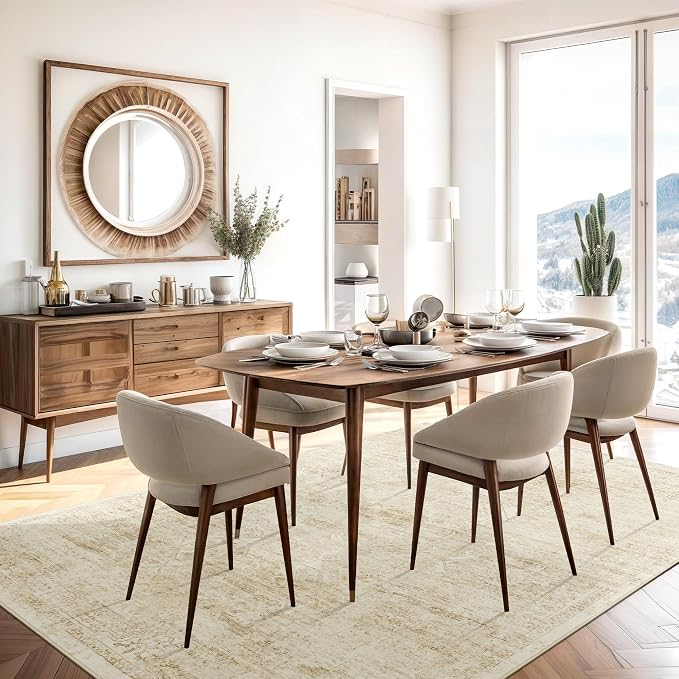 Soalmost 6x9 Area Rug for Living Room Washable Non-Slip Rugs Beige/Ivory | - Image 7
